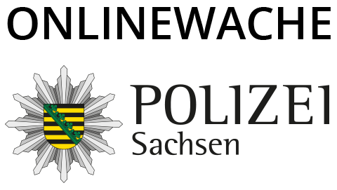 Logo der Onlinewache Polizei Sachsen mit Polizeistern Onlinewache Polizei Sachsen